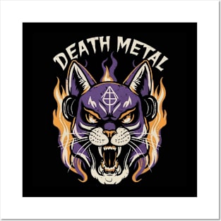 Death Metal Satanic Baphomet Cat Posters and Art